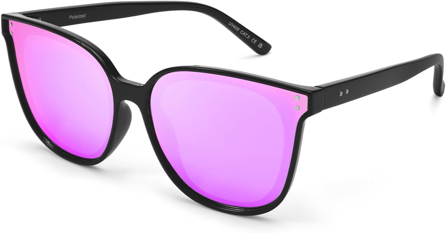 LVIOE Oversized Polarized Sunglasses for Women Trendy Large Cat Eye UV Protection Shade LS1627 | Amazon (US)