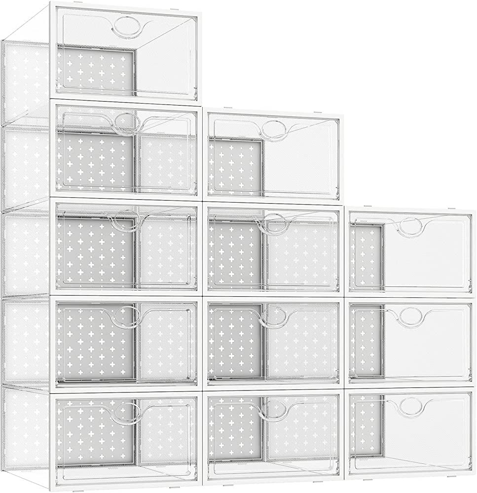 PINKPUM Shoe Storage Boxes, Shoe Organizer for Closet Clear, Shoe Boxes Clear Plastic Stackable, ... | Amazon (US)