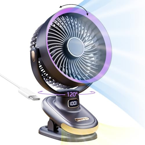 Auto Rotating Oscillating Fan for Bedroom,Portable USB Rechargeable Desk Fans Small Quiet, 5 Speed Mini Table Fan for Office,Clip on Fan for Bed,Cooling Fans for rooms,Vintage Fans for living room | Amazon (US)