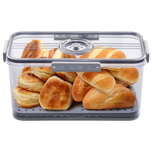 Bread Box for Homemade Bread Boxes for Kitchen Counter Airtight, Time Recording Bread Storage Con... | Amazon (US)