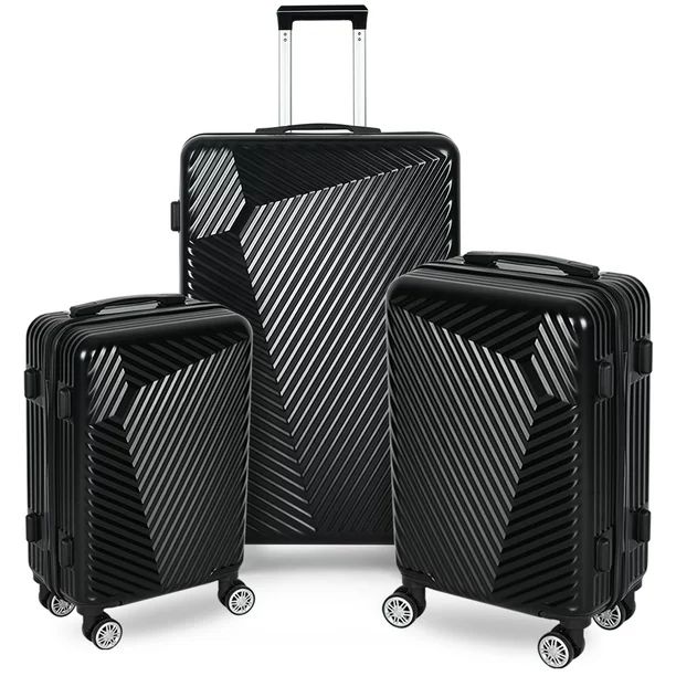 ABQ Skyline Trail 3pc Hardside Luggage Set with Spinner - Obsidian Black | Walmart (US)