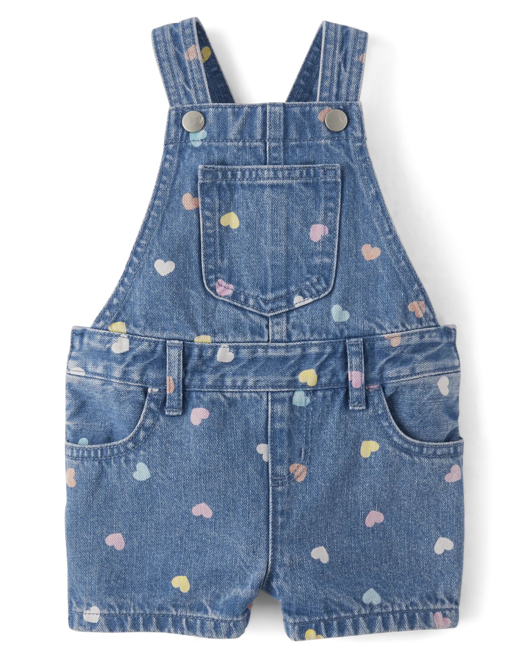 Baby And Toddler Girls Print Denim Shortalls - bright pink | The Children's Place