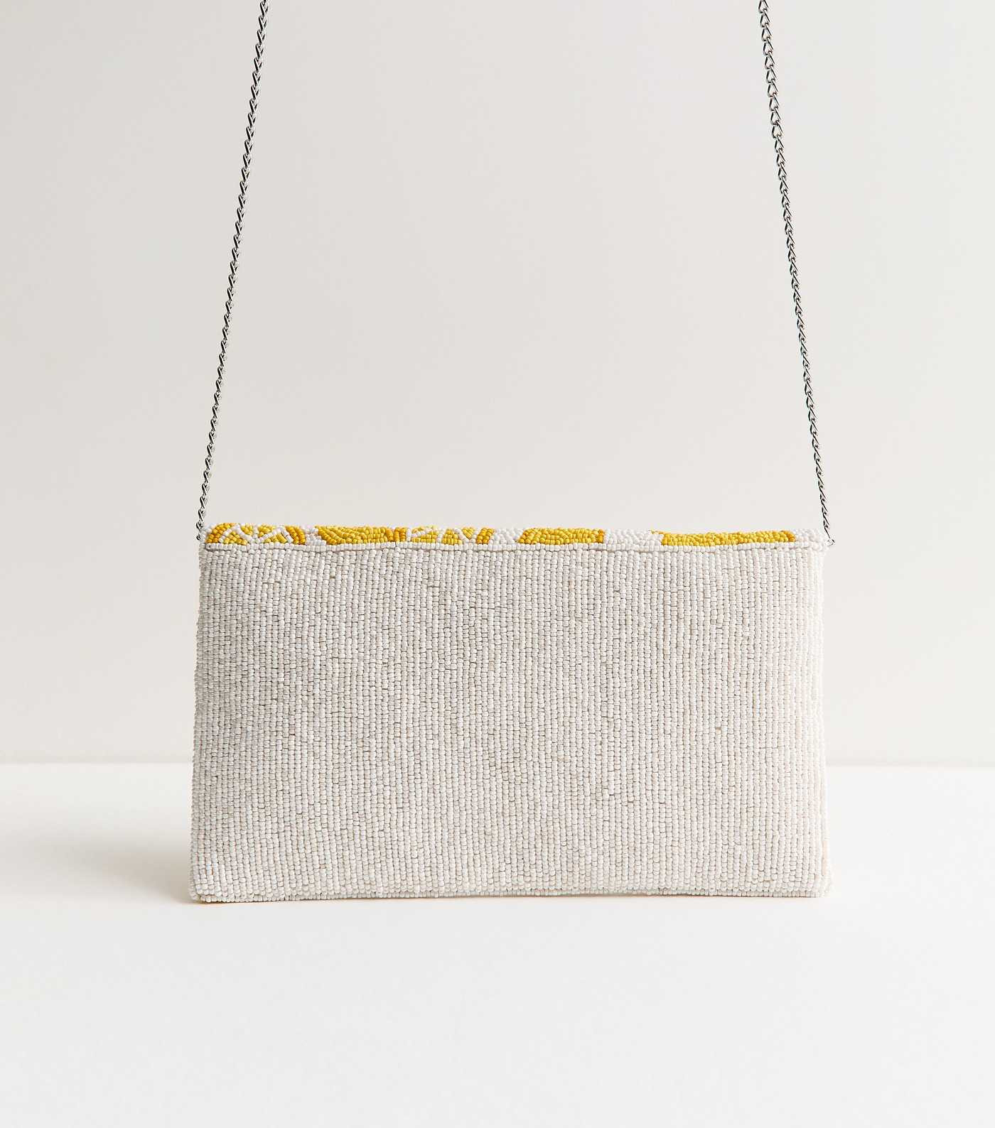 White Citrus Pattern Beaded Envelope Clutch | New Look | New Look (UK)