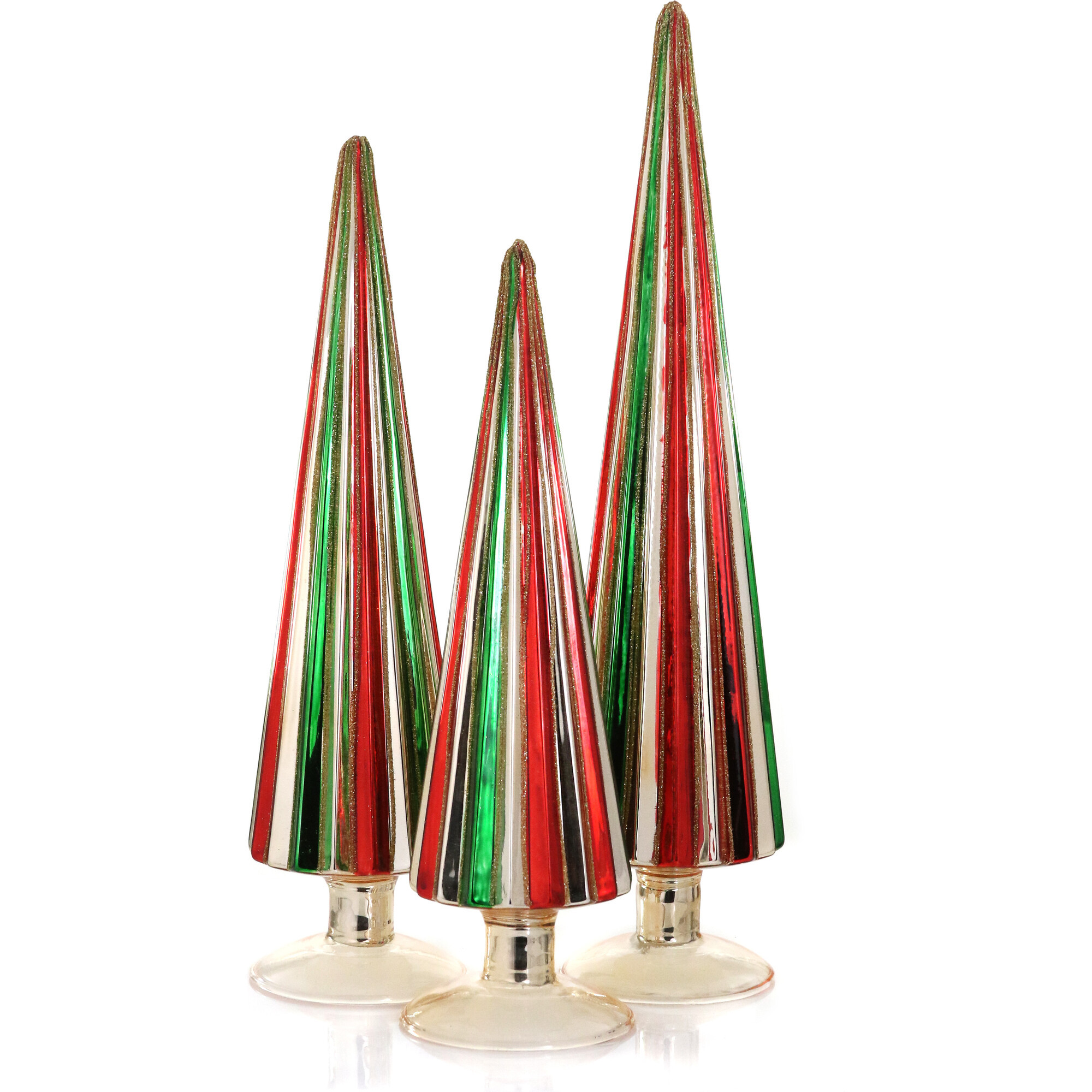 Red & Green Pleated Trees, Set of 3 | Maisonette
