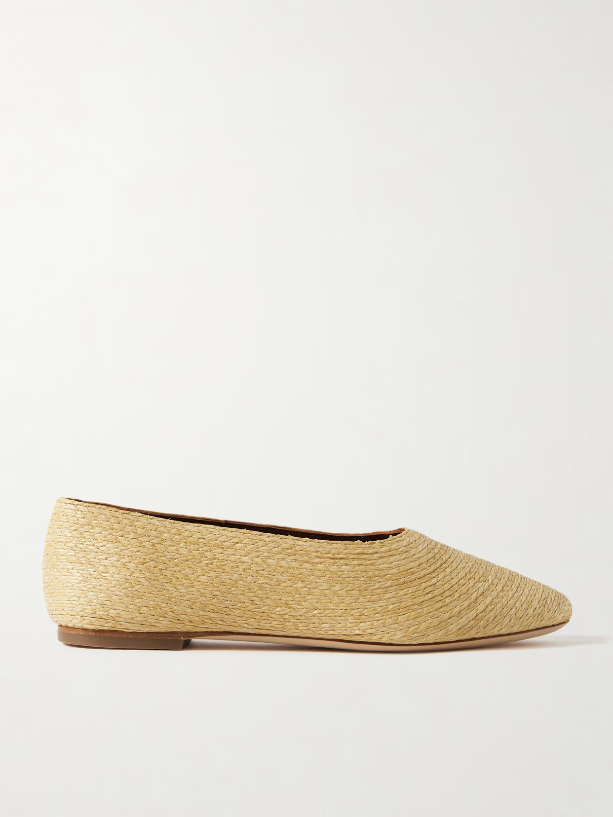 STAUD - Alba Raffia Ballet Flats - Neutrals | NET-A-PORTER (US)