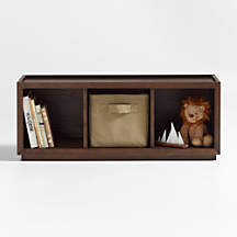 Cade 40" Deep Brown Wood 3-Cube Stackable Bookcase + Reviews | Crate & Kids | Crate & Barrel
