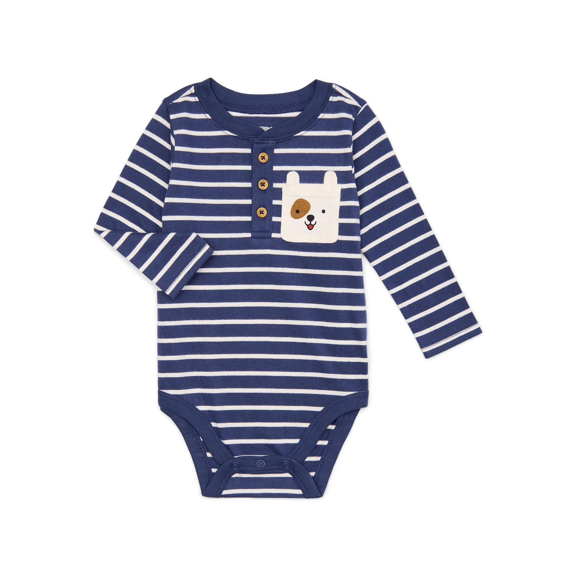 Garanimals Baby Boy Long Sleeve Pocket Henley Bodysuit, Sizes 0-24 Months | Walmart (US)