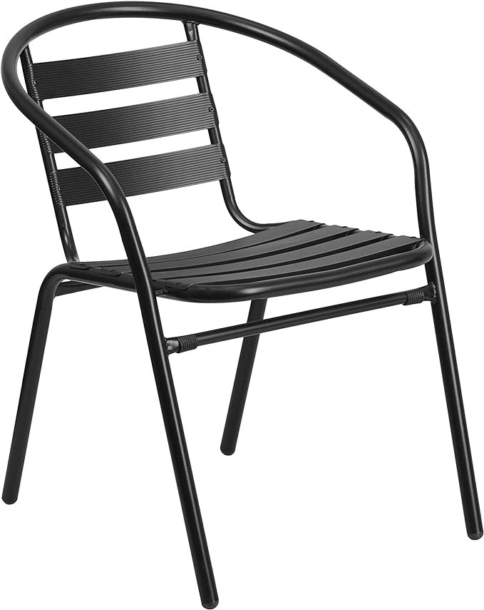 Flash Furniture Lila Black Metal Restaurant Stack Chair with Aluminum Slats | Amazon (US)