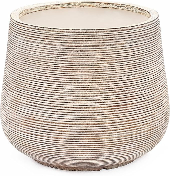 LuxenHome 17.32" Dia Round Plant Pots, Indoor Outdoor Large Planters with Drainage Holes and Rubb... | Amazon (US)