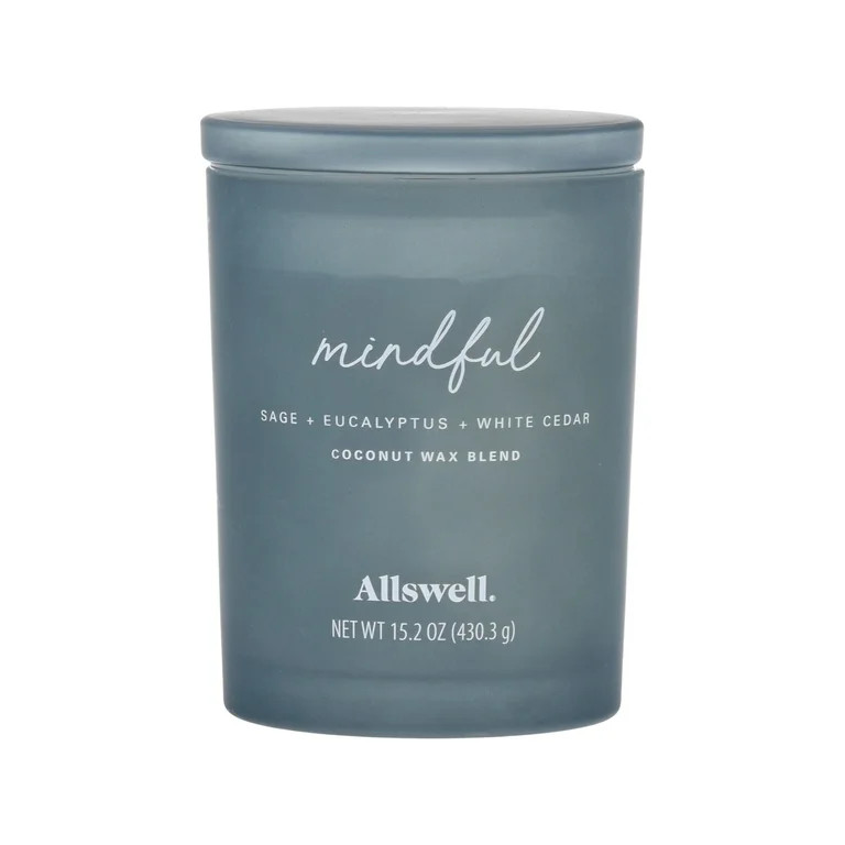 Allswell | Mindful - Blue (Cashmere + Cedarwood + Musk) 15oz Scented 2-Wick Spa Candle | Walmart (US)