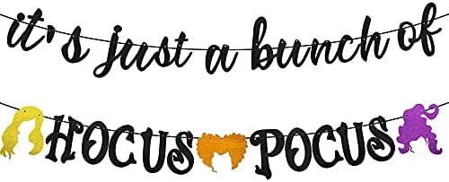 Its Just A Bunch of Hocus Pocus Banner Sign, Indoor Outdoor Halloween Witch Banner, Women Witch Part | Amazon (US)