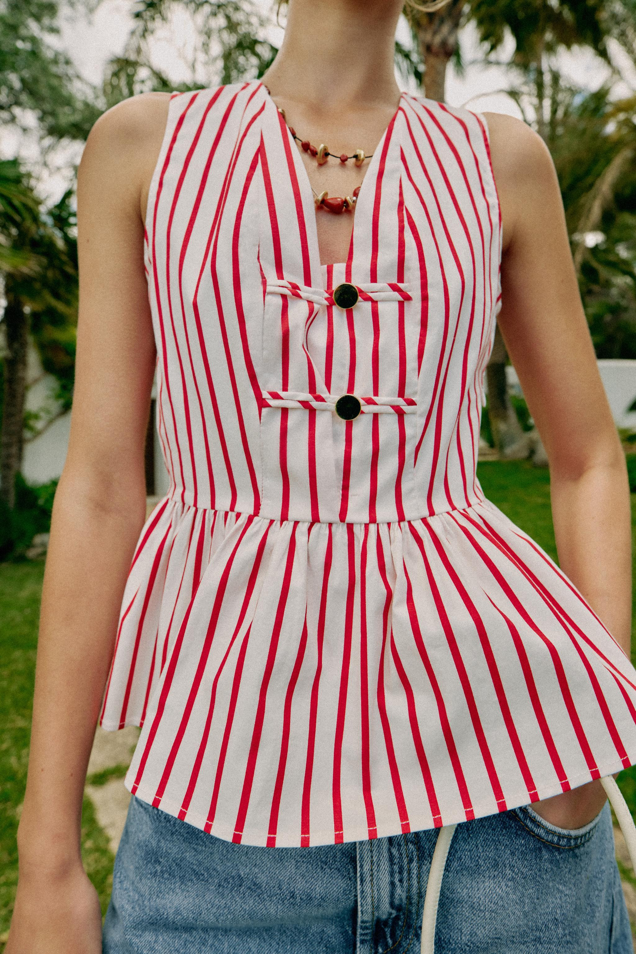 STRIPED FIREMAN CLASP TOP | Zara US