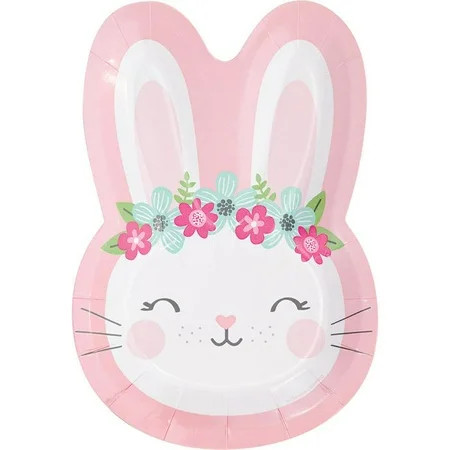 Creative Converting Birthday Bunny Shaped Plate 9"", 8 ct | Walmart (US)