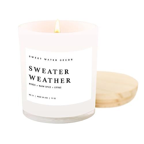 Sweet Water Decor Sweater Weather Soy Candle | Woods, Warm Spice, and Citrus Fall Scented Candles... | Amazon (US)