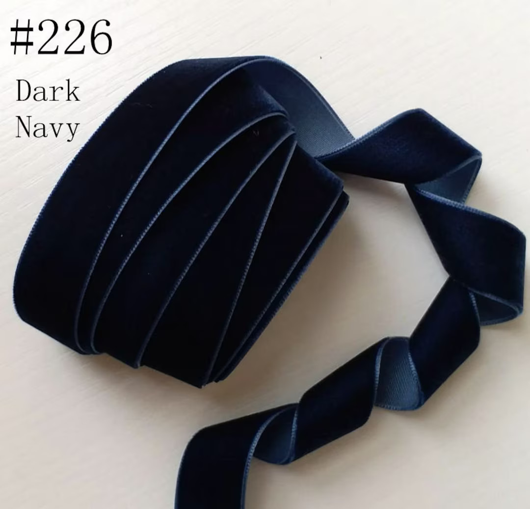 4 Yards 3/4 Inches Velvet Ribbon in Dark Navy RY34-226 - Etsy | Etsy (US)
