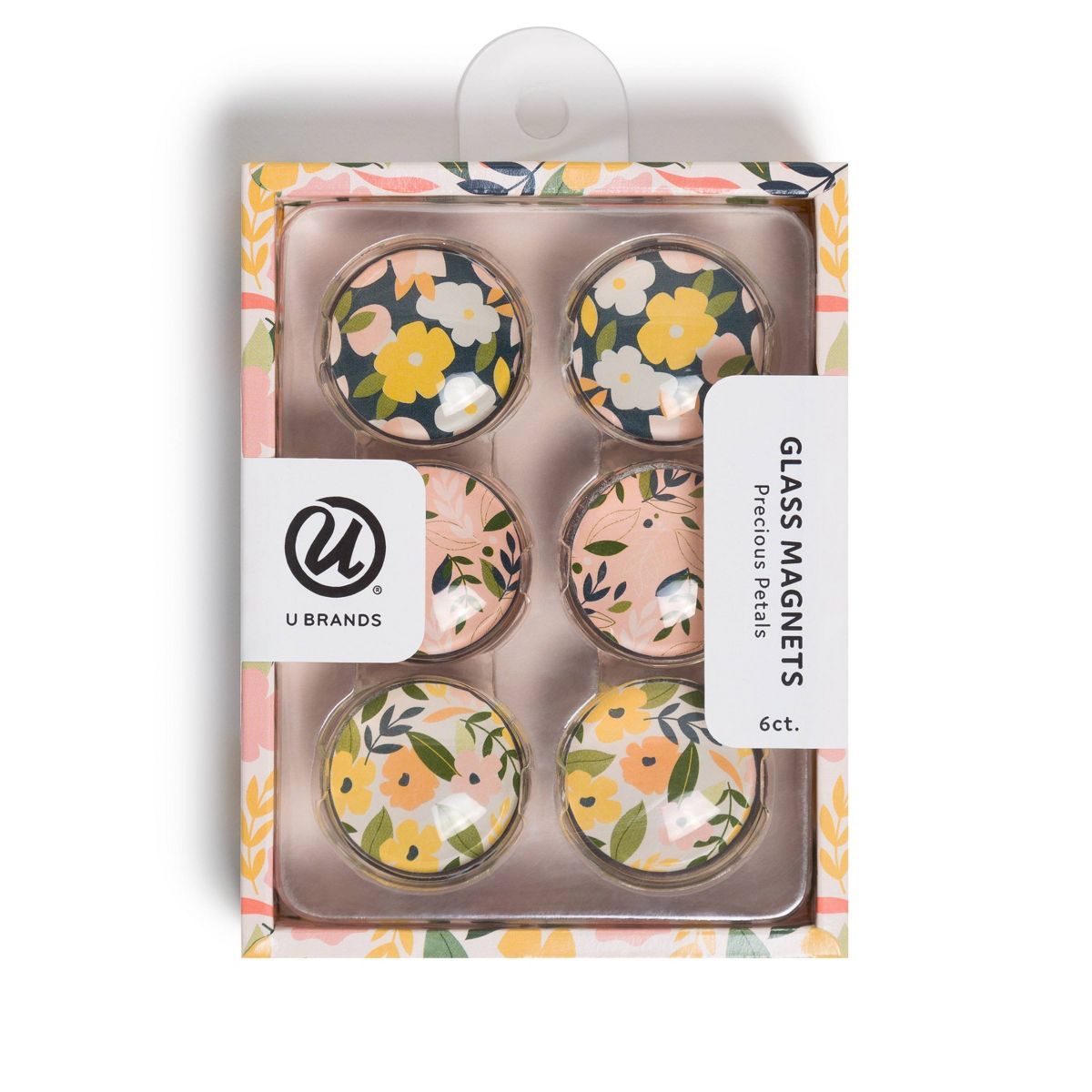 U Brands 6ct Round Glass Magnets - Precious Petals | Target
