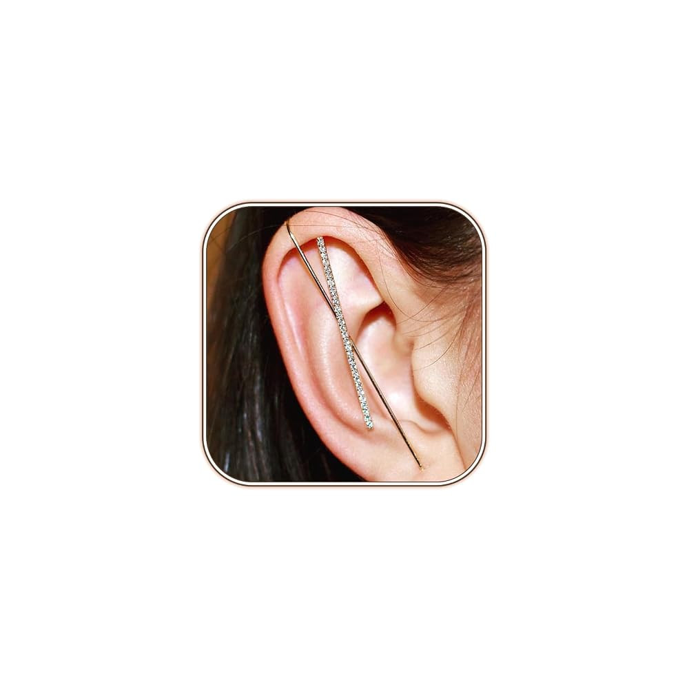 Vintage Ear Wrap Crawler Hook Earrings Crystal Long Piercing Star-Shape Lightning Bolt Exaggerate... | Amazon (US)