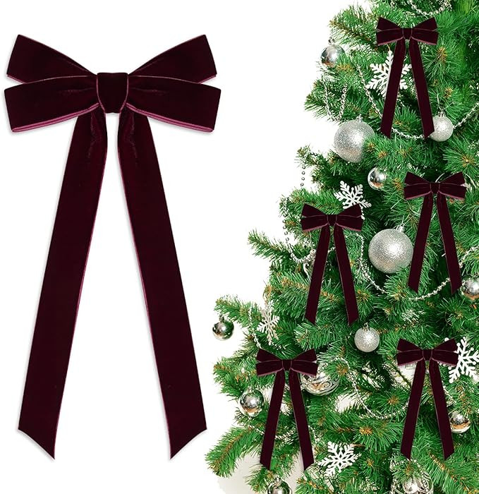12 PCS Velvet Christmas Ornaments Decorations, 10.2'' Vintage Large Long Velvet Bows Ornaments fo... | Amazon (CA)