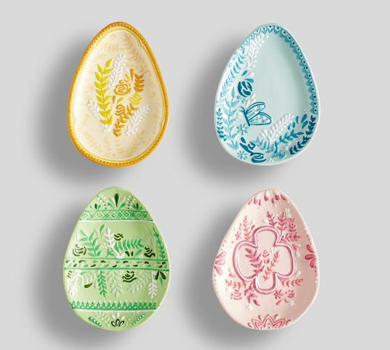 Easter Egg Stoneware Appetizer Plates - Mixed Set of 4 | Pottery Barn (US)