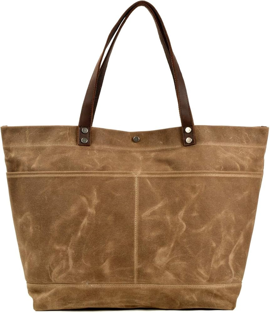 WUDON Waxed Canvas Tote Bag Shoulder Bag for Women | Amazon (US)