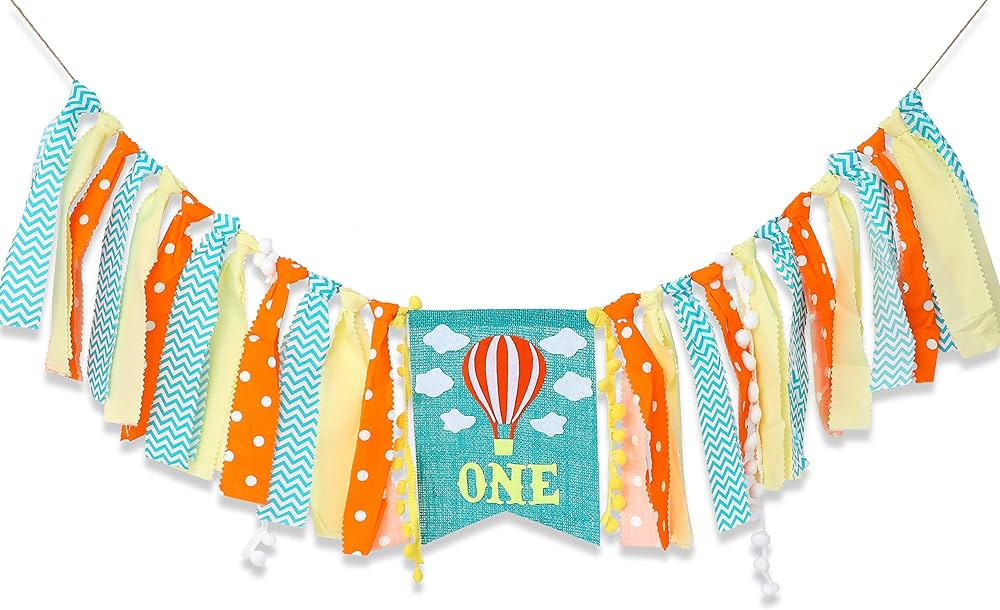 Hot Air Balloon Banner for 1st Birthday - Cake Smash Photo Prop for High Chair,Party Decoration f... | Amazon (US)