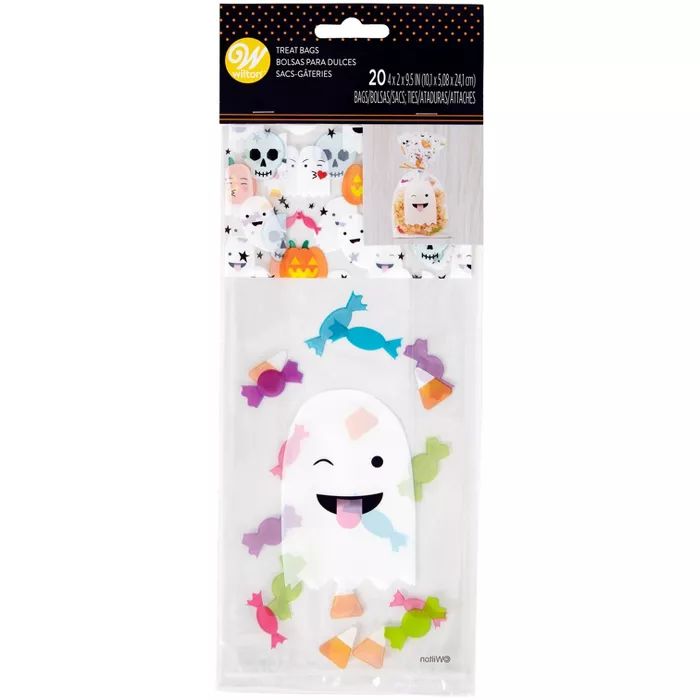 Wilton 20ct Plastic Emoji Ghost Treat Bags | Target