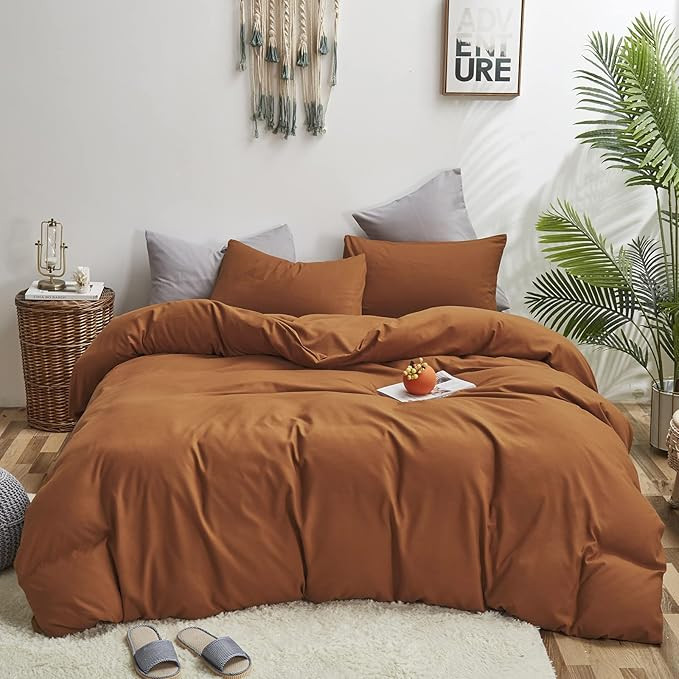 KAREVER Pumpkin Comforter Sets Burnt Orange Bedding Set Queen Women 3 PCs Cinnamon Comforter Sets... | Amazon (US)