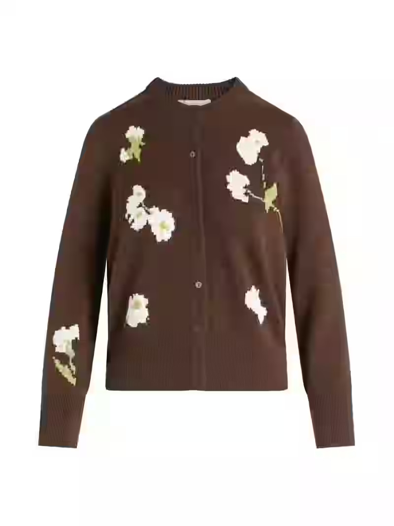 Free Assembly Women's and Women's Plus Floral Jacquard Shrunken Cardigan Sweater, Midweight, Size... | Walmart (US)