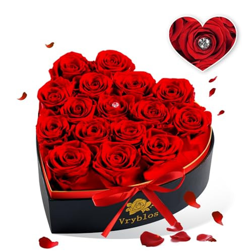Forever Red Roses in a Heart Shaped Box 16 Preserved Flowers for Delivery 100% Real Quality Immortal Flower Eternal Birthday Graduation Gifts Home Deco for Her Mom Women Wife Girlfriend (Heart-Red) | Amazon (US)