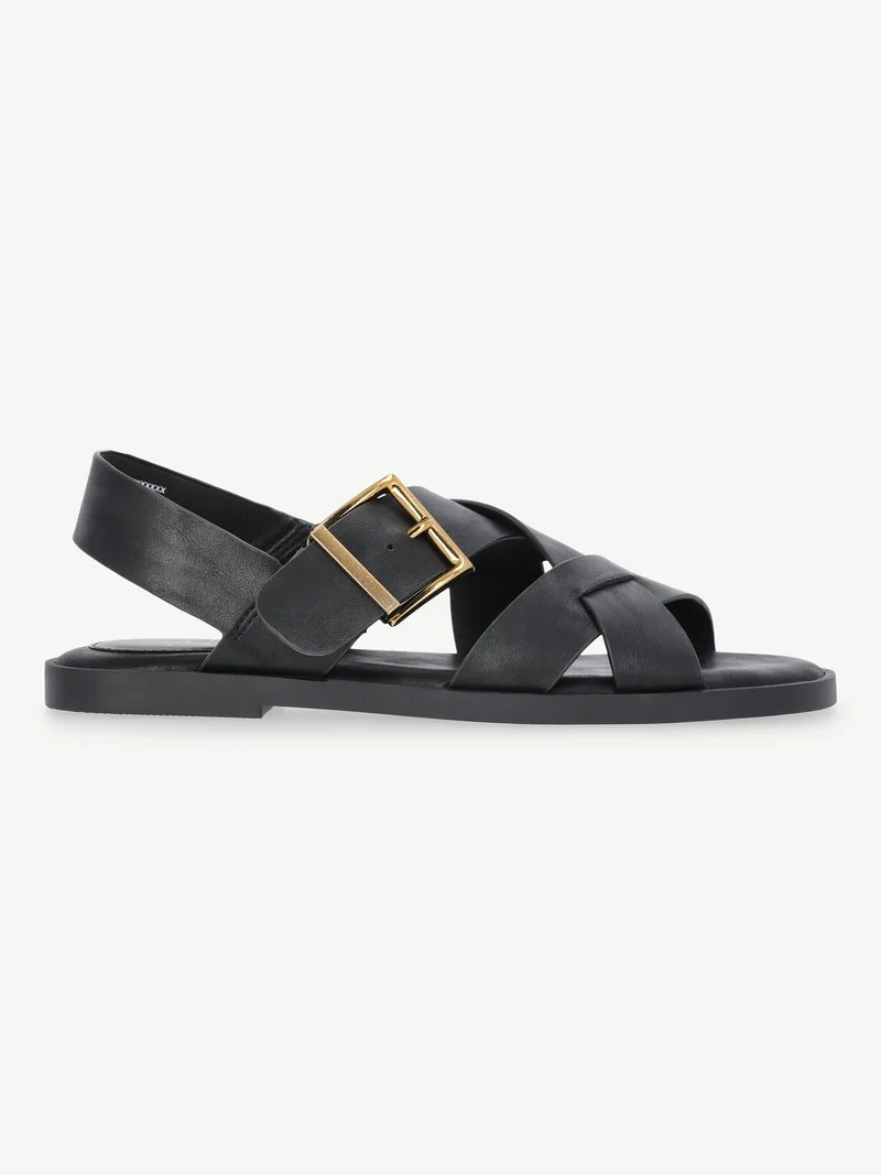 Time and Tru Women's X-Band Buckle Sandals - Walmart.com | Walmart (US)