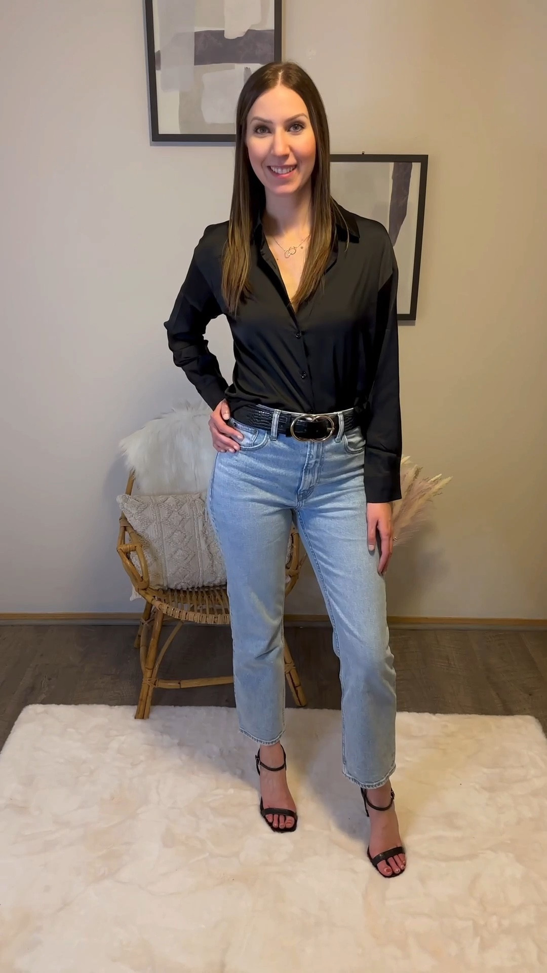 Loving the different ways to style this black satin button down shirt and Abercrombie jeans. Added this beautiful grey jacket for colder weather wear. Perfect for fall!

Follow @jenniferxherron for more inspiration ✨

#LTKunder100 #LTKFind #LTKBacktoSchool