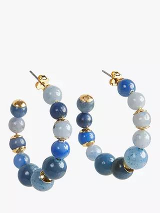 HUSH Adeline Gemstone Hoop Earrings, Gold/Blue | John Lewis (UK)