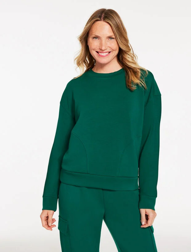 AirKnit Stretch Ribbed Crewneck Pullover | Talbots