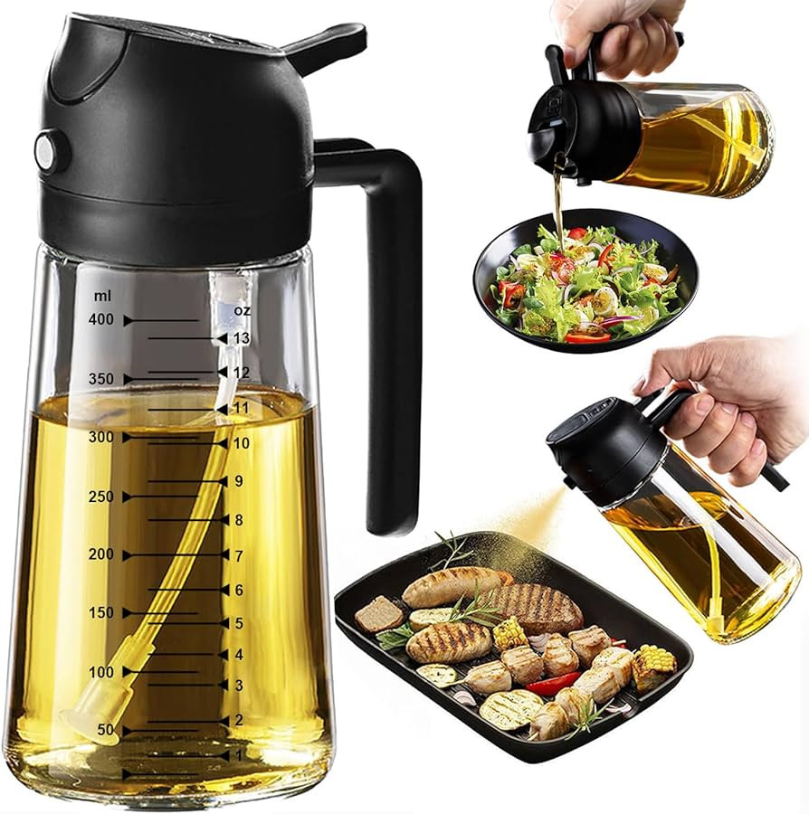 TrendPlain 16oz/470ml Glass Olive Oil Sprayer for Cooking – 2 in 1 Olive Oil Dispenser Bottle f... | Amazon (US)
