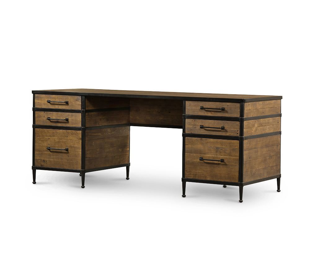 Juno 75" Reclaimed Wood Executive Desk with Drawers | Pottery Barn (US)