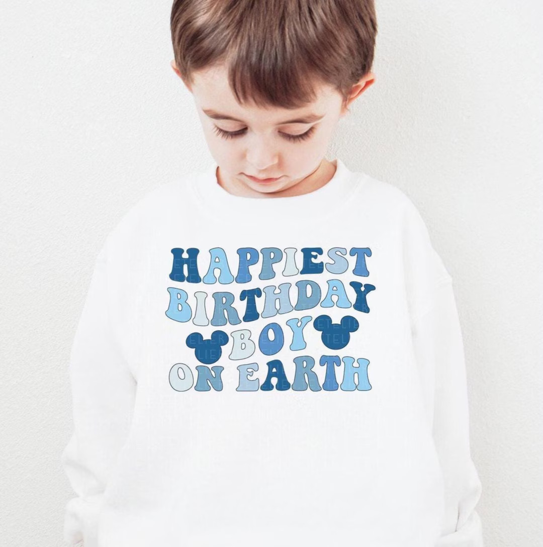 Happiest Birthday Boy on Earth Sweatshirt Mouse Ears Birthday Sweatshirt Birthday Vacation Shirt ... | Etsy (US)