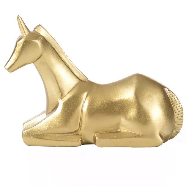 Fabulaxe Decorative Gold Modern Geometric Unicorn Sculpture Figurine, Sitting Unicorn Statue Ring... | Target