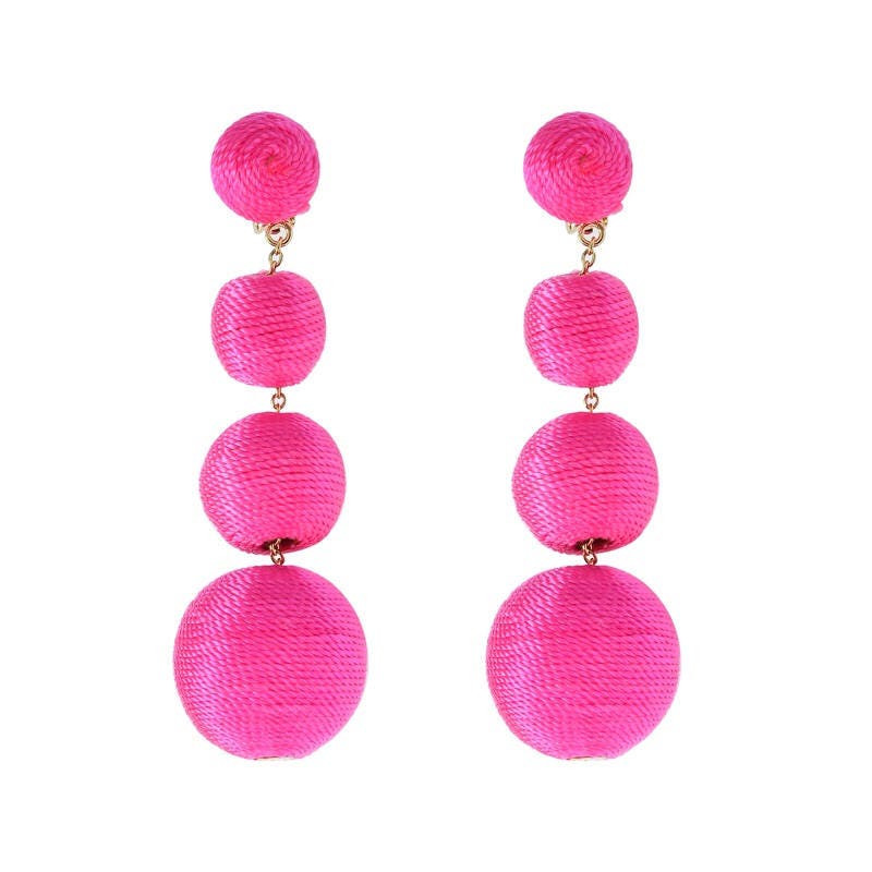 The Lido: A Bon Bon Style Pom Pom Earring Bougainvillea Pink | Etsy (US)