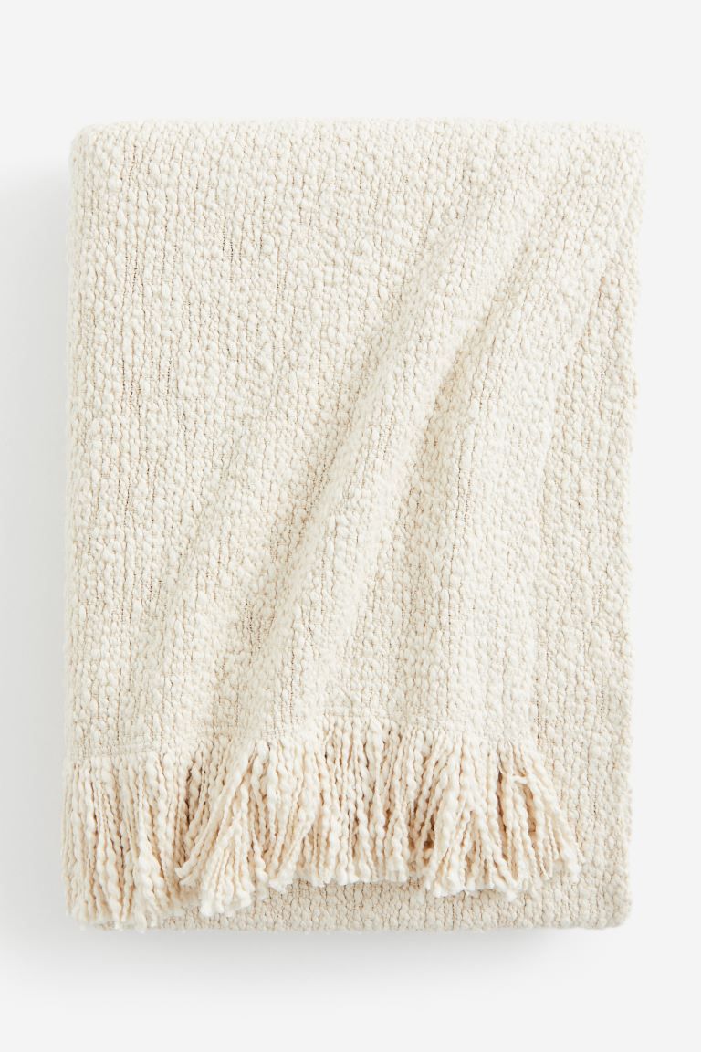 Textured Cotton Throw - Cream - Home All | H&M US | H&M (US + CA)