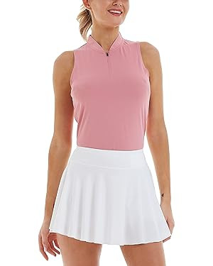 LastFor1 Women's Golf Polo Sleeveless Shirt Zip-Up UPF 50+ UV Protection Athletic Tops Slim Fit Q... | Amazon (US)