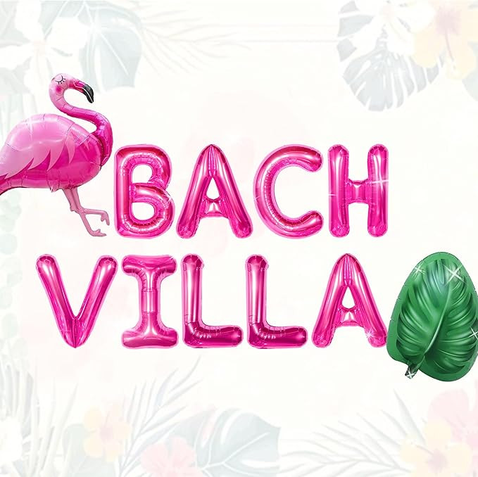 Bach Villa Balloon Banner Flamingo Palm Tree Balloon for Bach Island Decor Love Island Themed Bac... | Amazon (US)