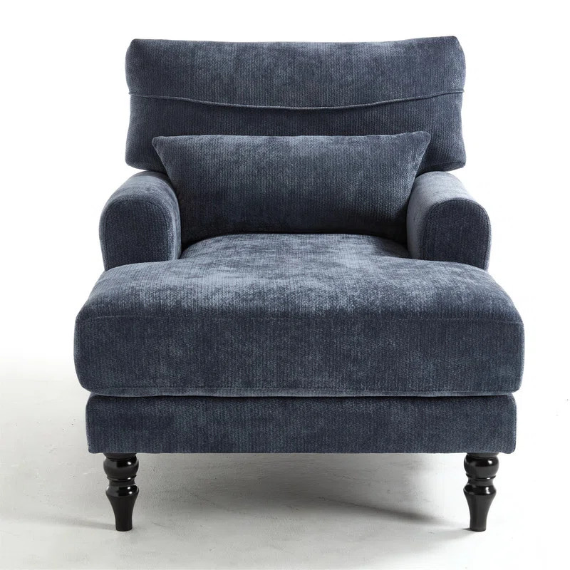 Modern Chenille Chaise Lounge Chair with Lumbar Pillow | Wayfair North America