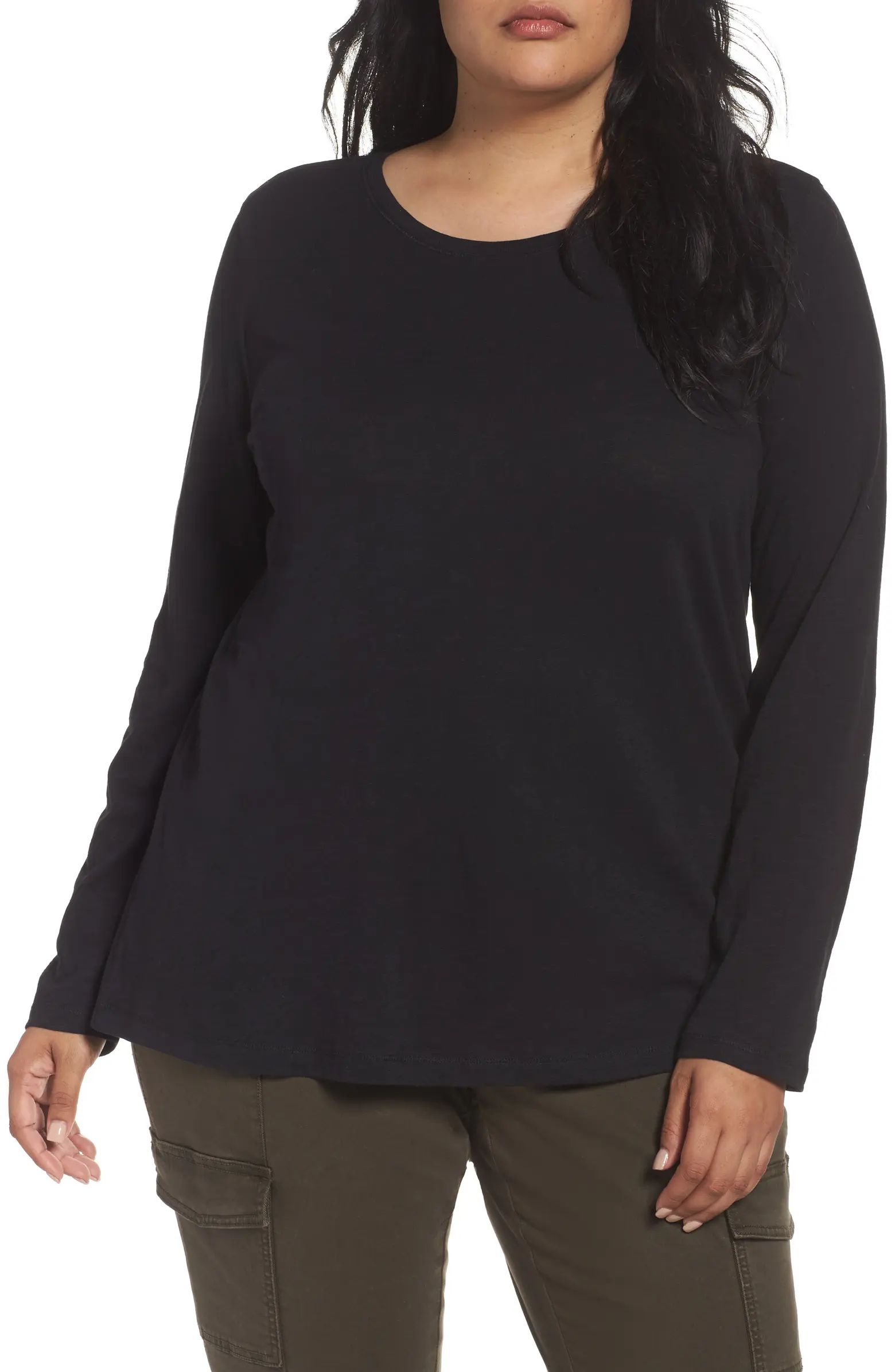 Caslon® Long Sleeve Crewneck Tee (Plus Size) | Nordstrom | Nordstrom