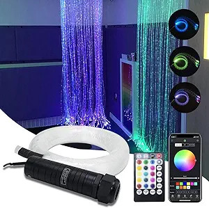 AMKI 6W RGBW Fiber Optic Curtain Light Kit, Bluetooth Waterfall Curtain Light for Window Kid Chil... | Amazon (US)