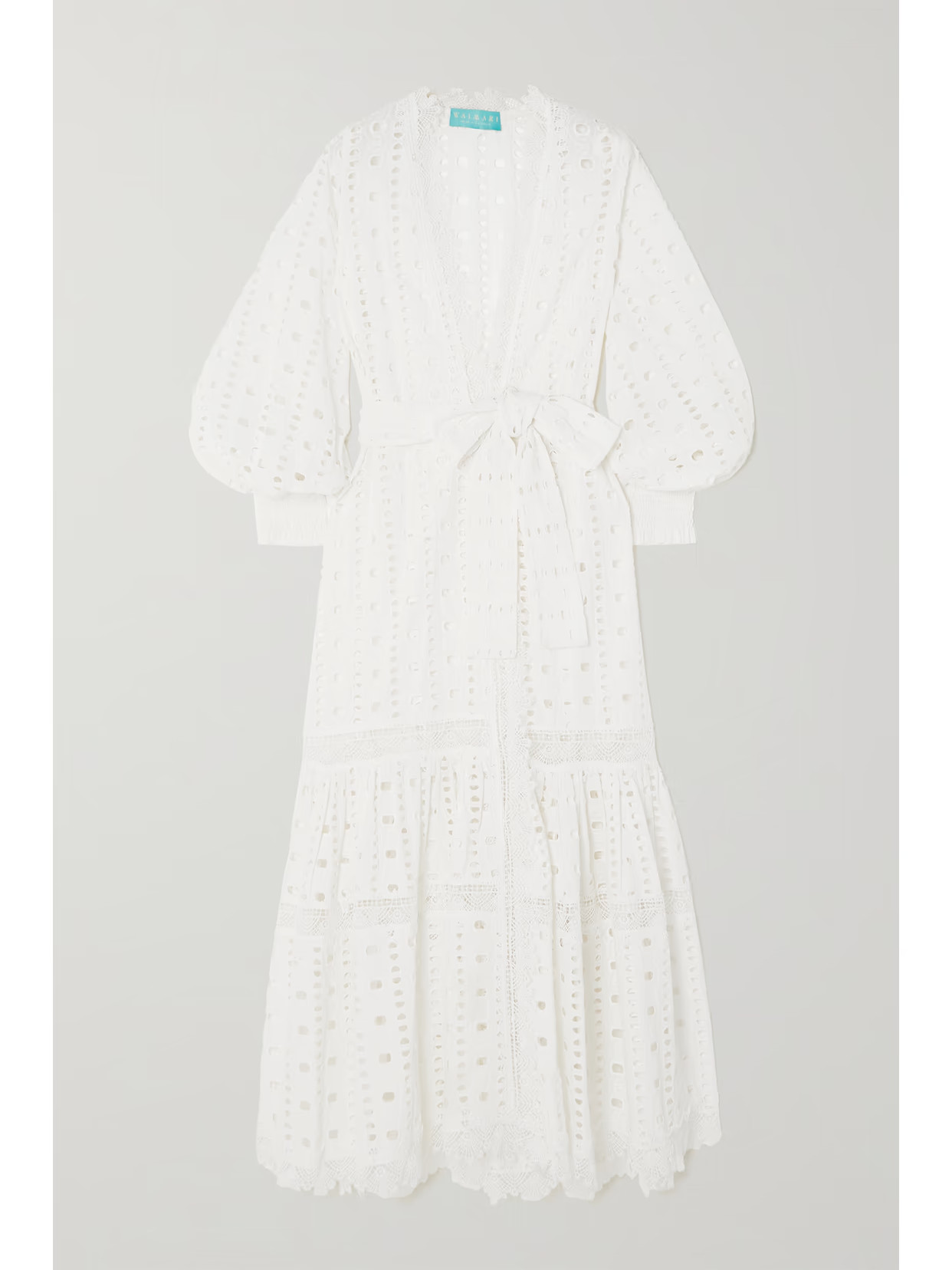 WAIMARI - + Net Sustain Entrelazos Belted Crochet-trimmed Broderie Anglaise Cotton Kimono - White | NET-A-PORTER (US)