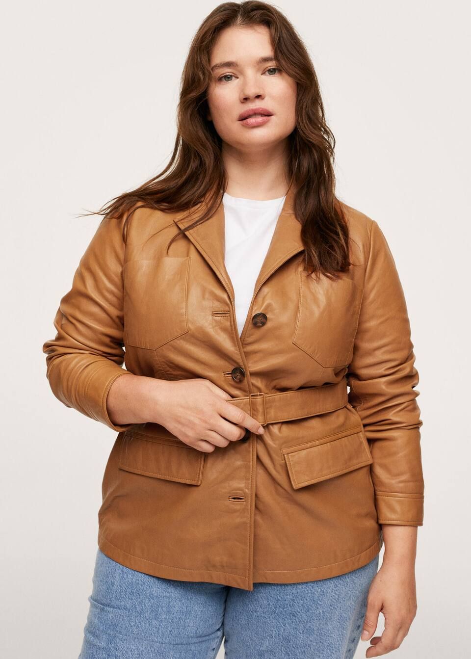 Belt leather jacket | MANGO (US)