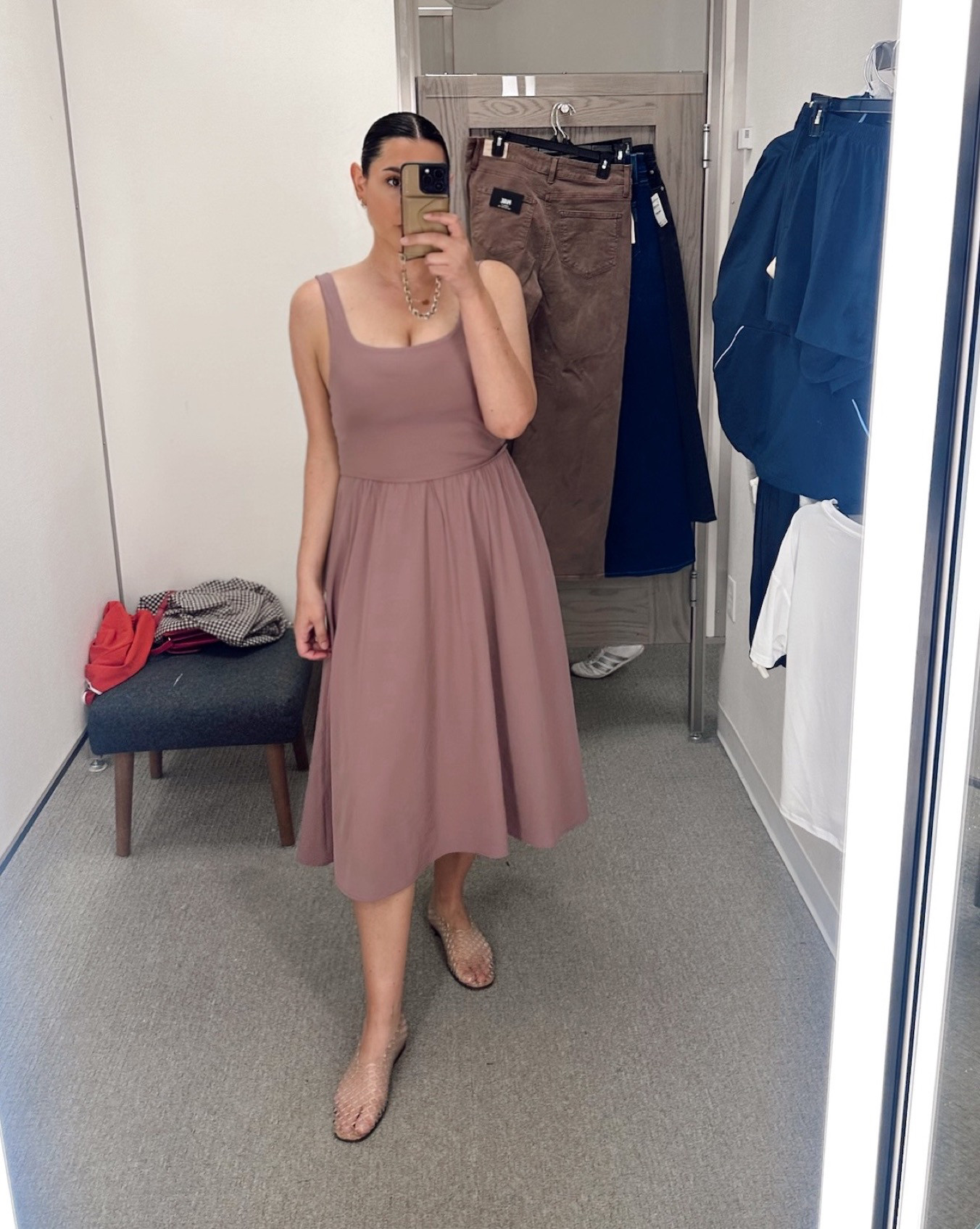 I love this Zella Dress! This mauve color is gorgeous this year, too. I'm in the medium, but it tight in the chest.  

 