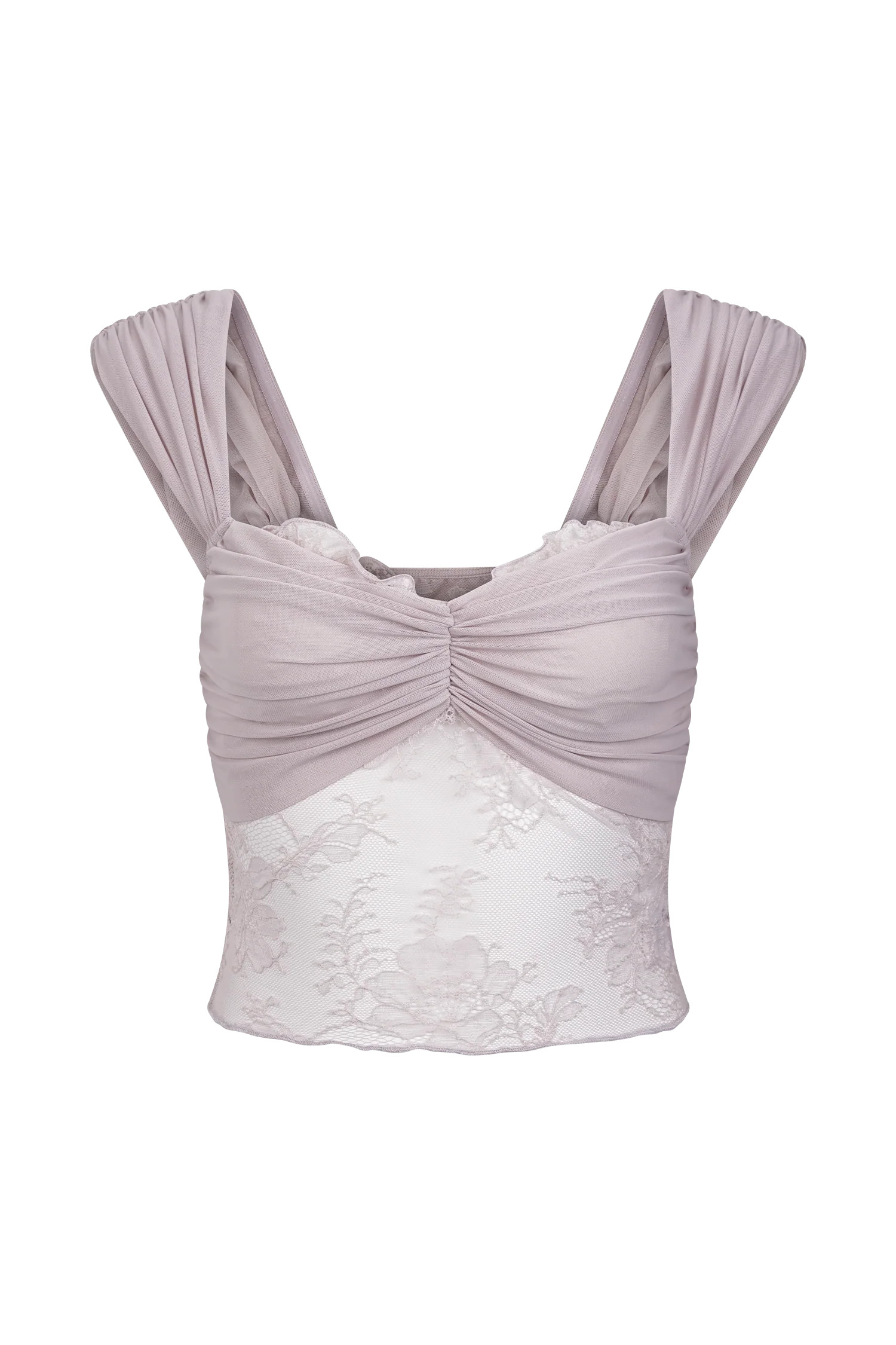 Guinevere Lace And Mesh Top - Lilac | MESHKI US