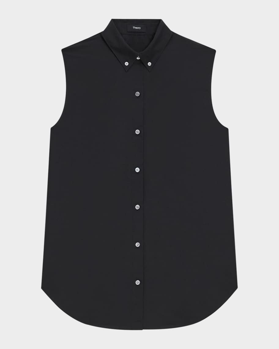 Theory Oversized Sleeveless Button-Front Shirt | Neiman Marcus