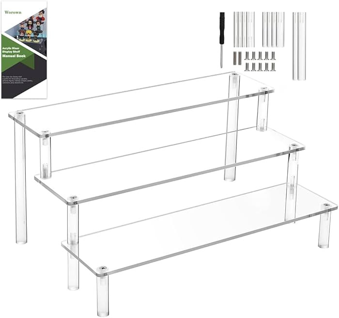 Worown Acrylic Riser Shelf, 3-Tier Clear Display Stand, Clear Display Riser Shelf for Cupcake, Tr... | Amazon (CA)